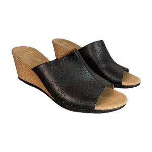 Clarks Soft Cushion VTG Cork Wedge Mule Sandals (Womens Size 12)